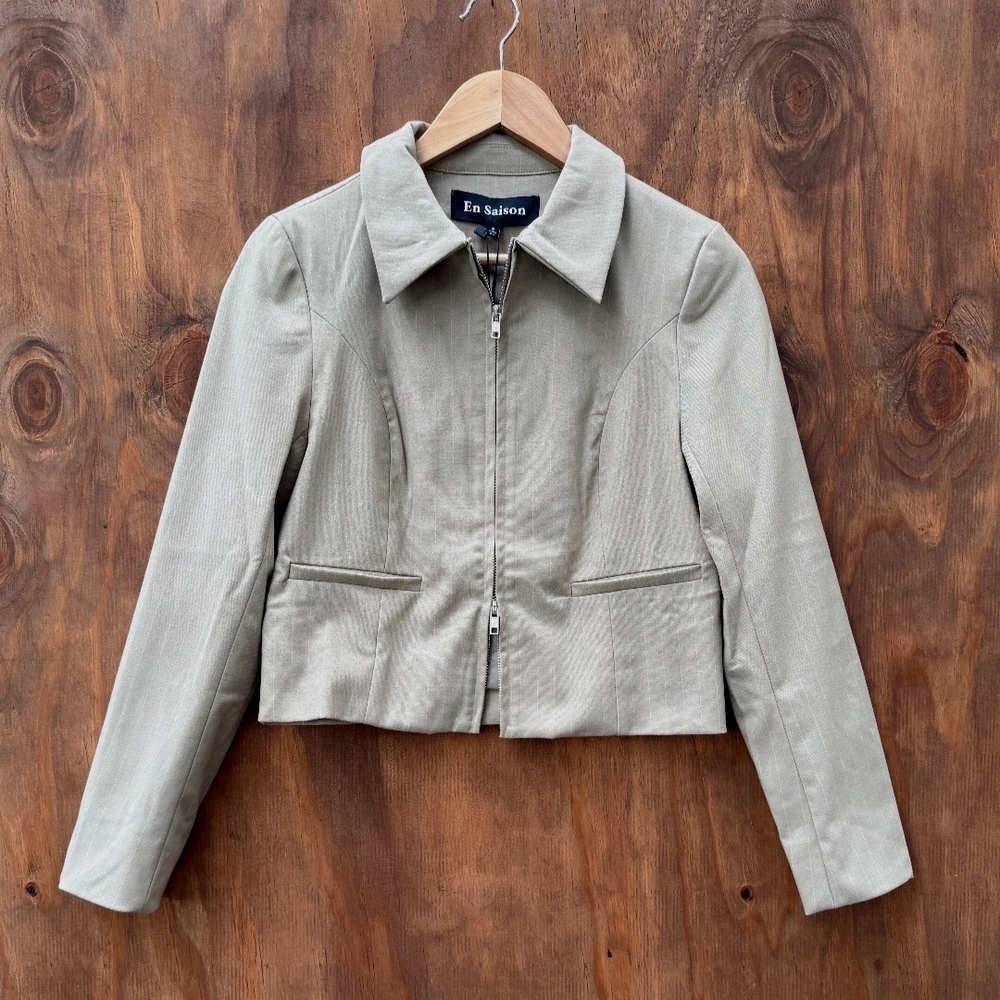 En Saison Women's Light Taupe Zip-Front Jacket